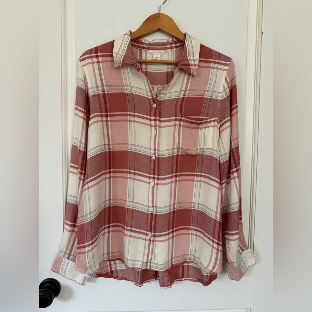 Caslon Cream Plaid Button Down Shirt - Size XL